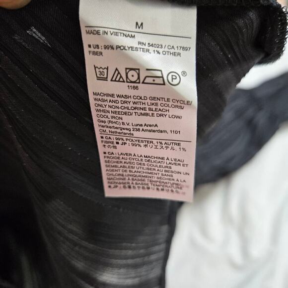 NWT Banana Republic Black Striped Sheer Blouse M Dark Romantic Whimsigoth Witchy - Picture 6 of 11